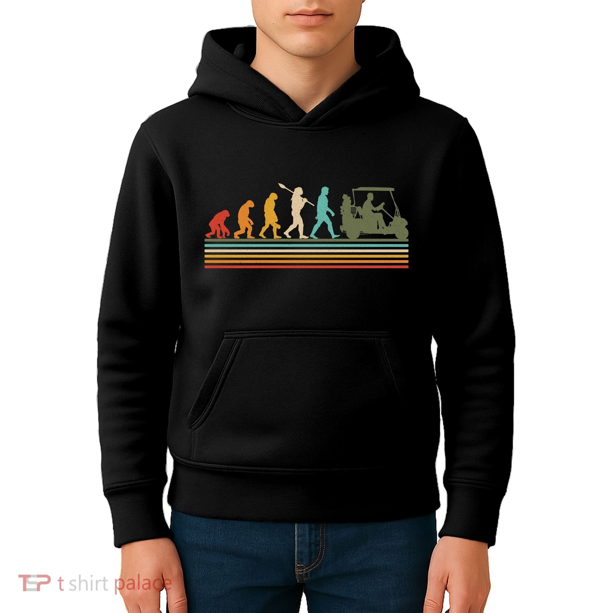 Funny Retro Evolution Of A Golfer Kids Hoodie