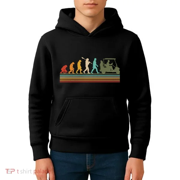 Funny Retro Evolution Of A Golfer Kids Hoodie