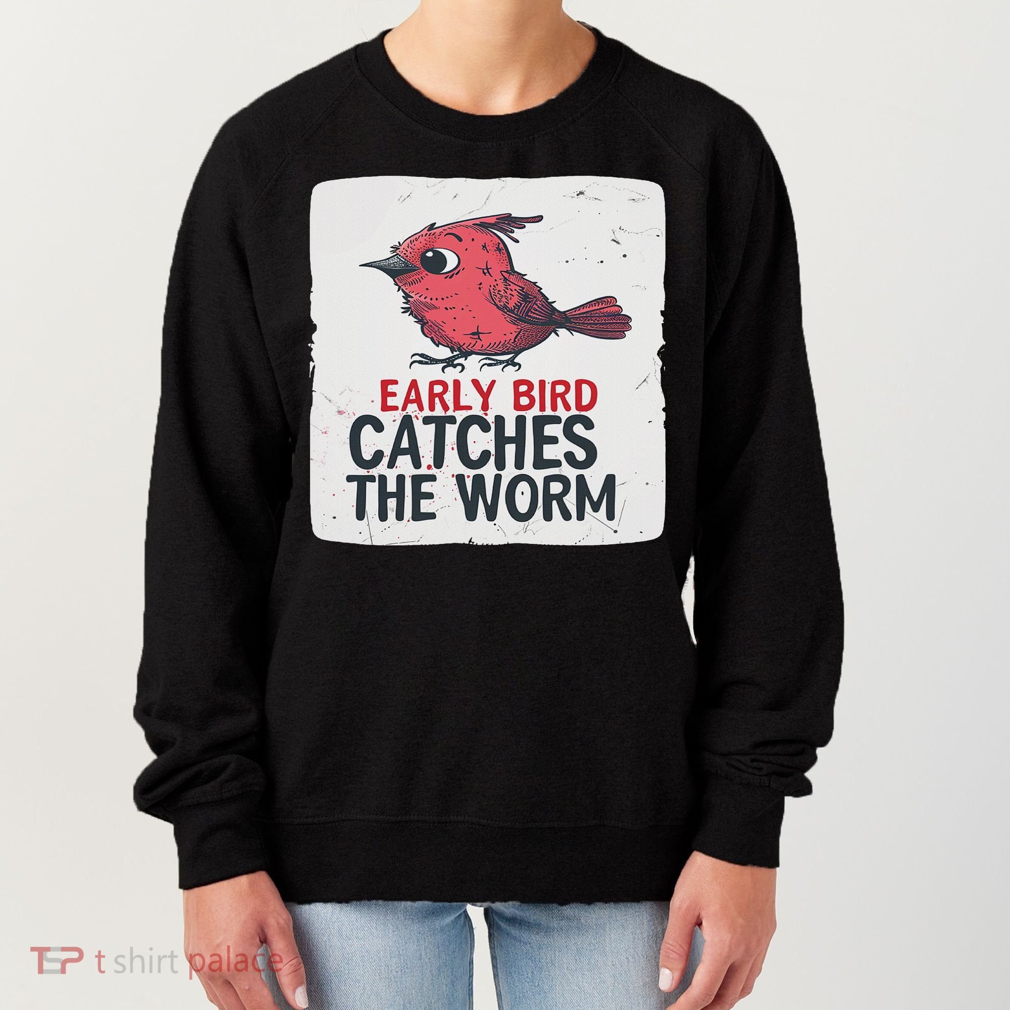 Funny Red Early Bird Costume For Worm Idiom Speech Lovers Women's Sweatshirt
