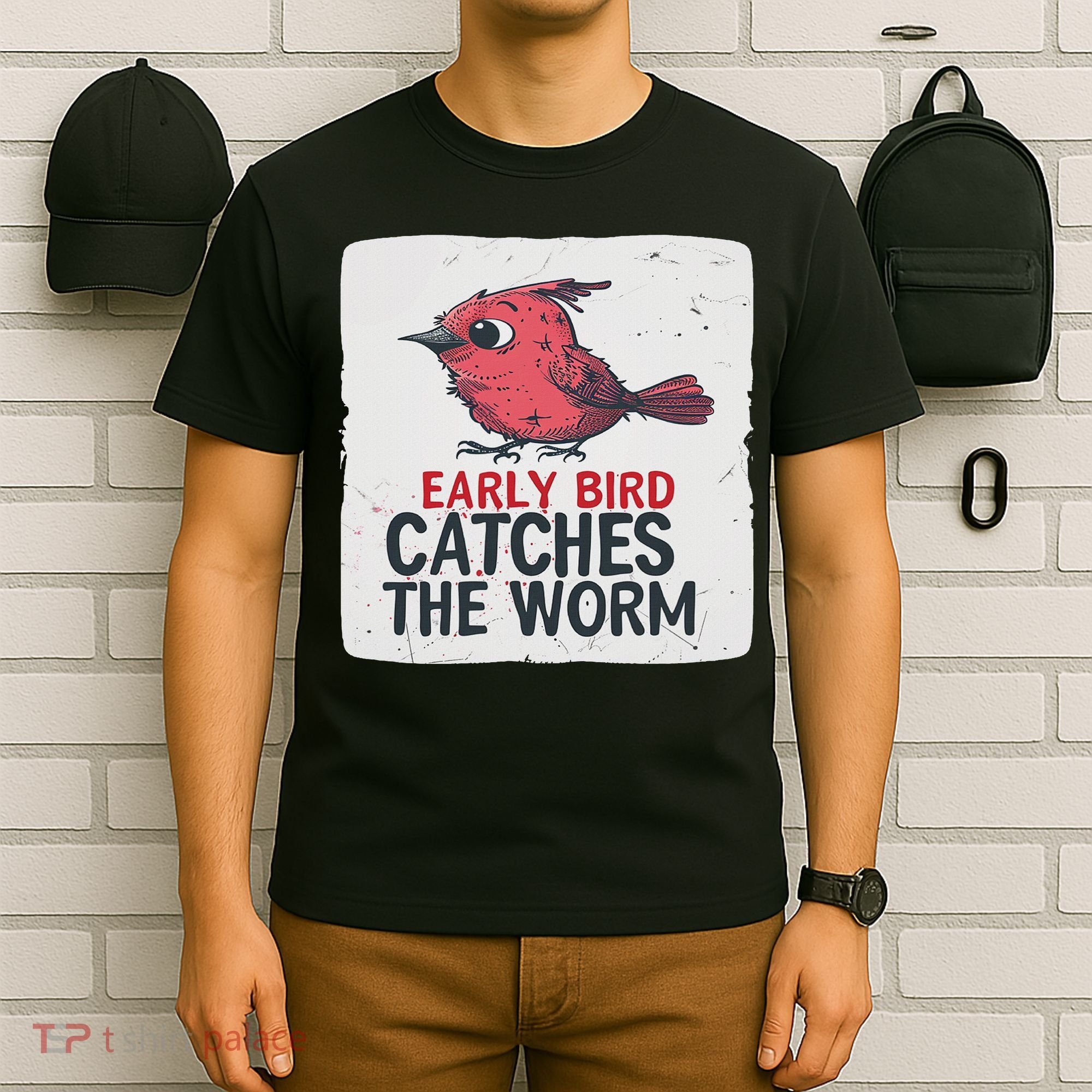 Funny Red Early Bird Costume For Worm Idiom Speech Lovers T-Shirt