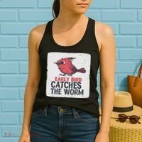 Funny Red Early Bird Costume For Worm Idiom Speech Lovers Women's Tank Top thumb 2