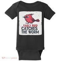 Funny Red Early Bird Costume For Worm Idiom Speech Lovers Baby Bodysuit thumb 0