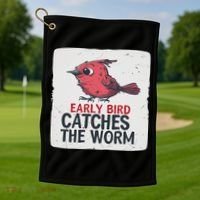 Funny Red Early Bird Costume For Worm Idiom Speech Lovers Golf Towel thumb 1