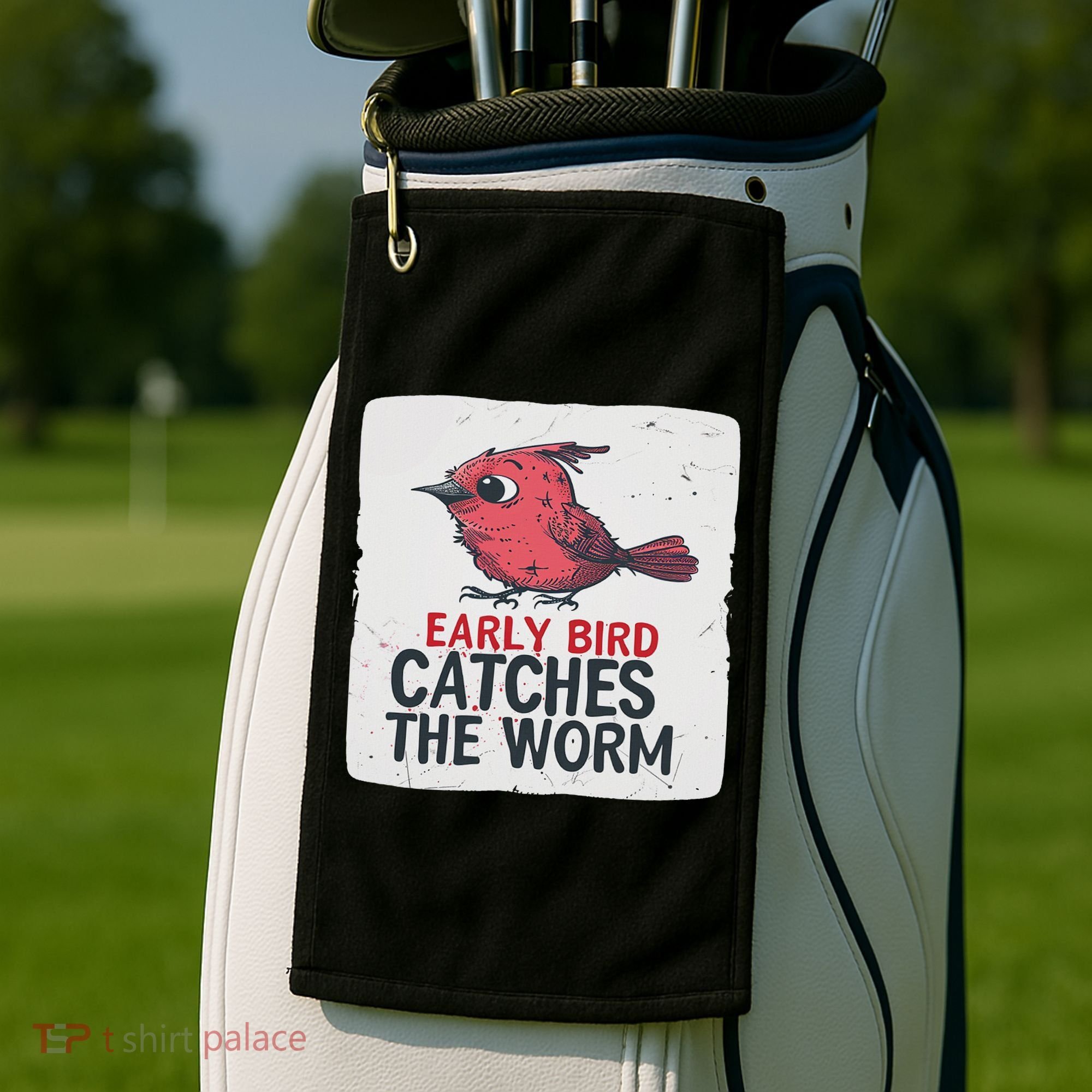 Funny Red Early Bird Costume For Worm Idiom Speech Lovers Golf Towel