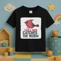 Funny Red Early Bird Costume For Worm Idiom Speech Lovers Toddler T-Shirt thumb 3