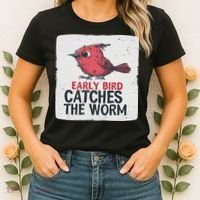 Funny Red Early Bird Costume For Worm Idiom Speech Lovers Women's T-Shirt thumb 2
