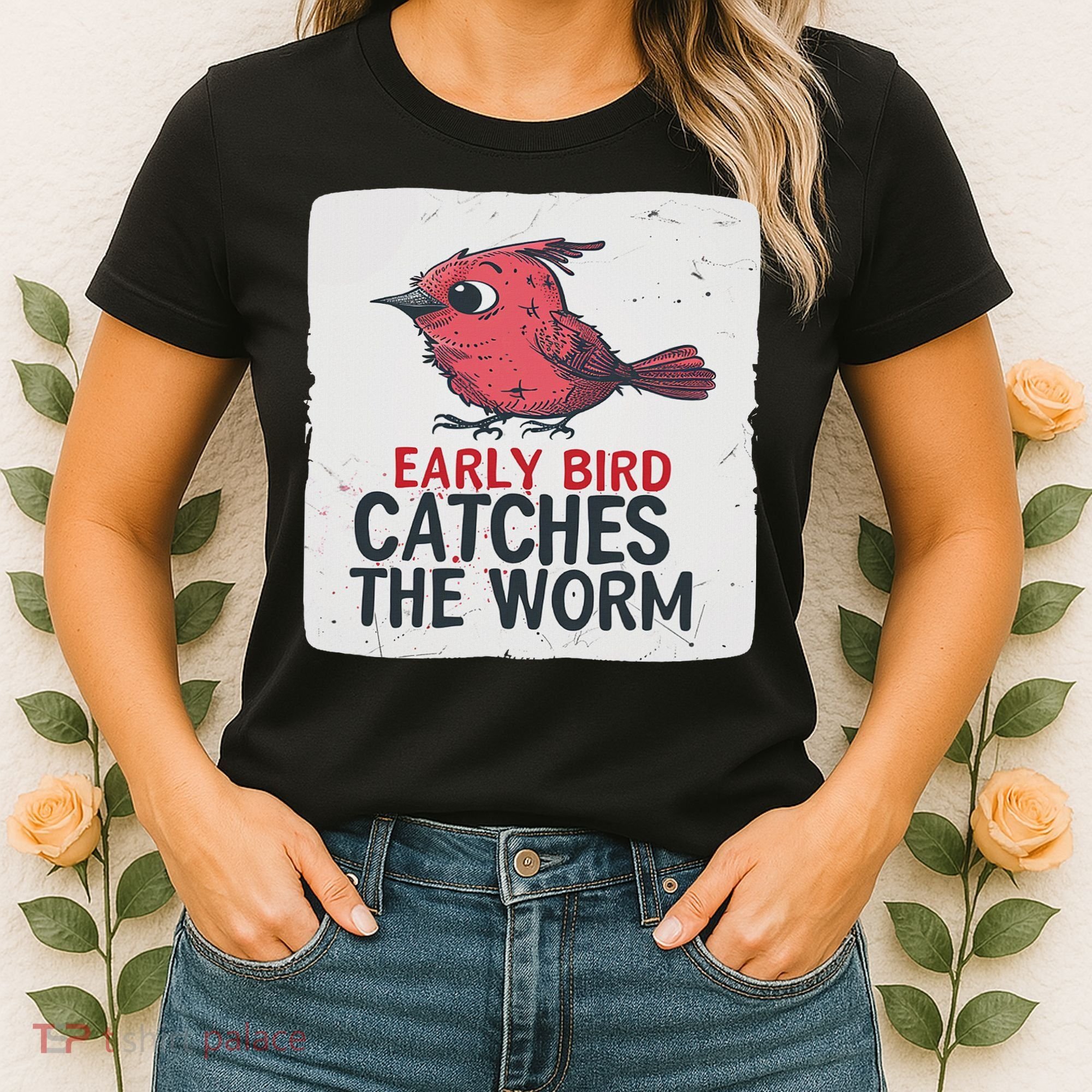 Funny Red Early Bird Costume For Worm Idiom Speech Lovers Women's T-Shirt