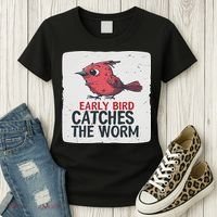 Funny Red Early Bird Costume For Worm Idiom Speech Lovers Women's T-Shirt thumb 3