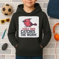 Funny Red Early Bird Costume For Worm Idiom Speech Lovers Kids Hoodie thumb 2
