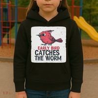 Funny Red Early Bird Costume For Worm Idiom Speech Lovers Kids Hoodie thumb 3