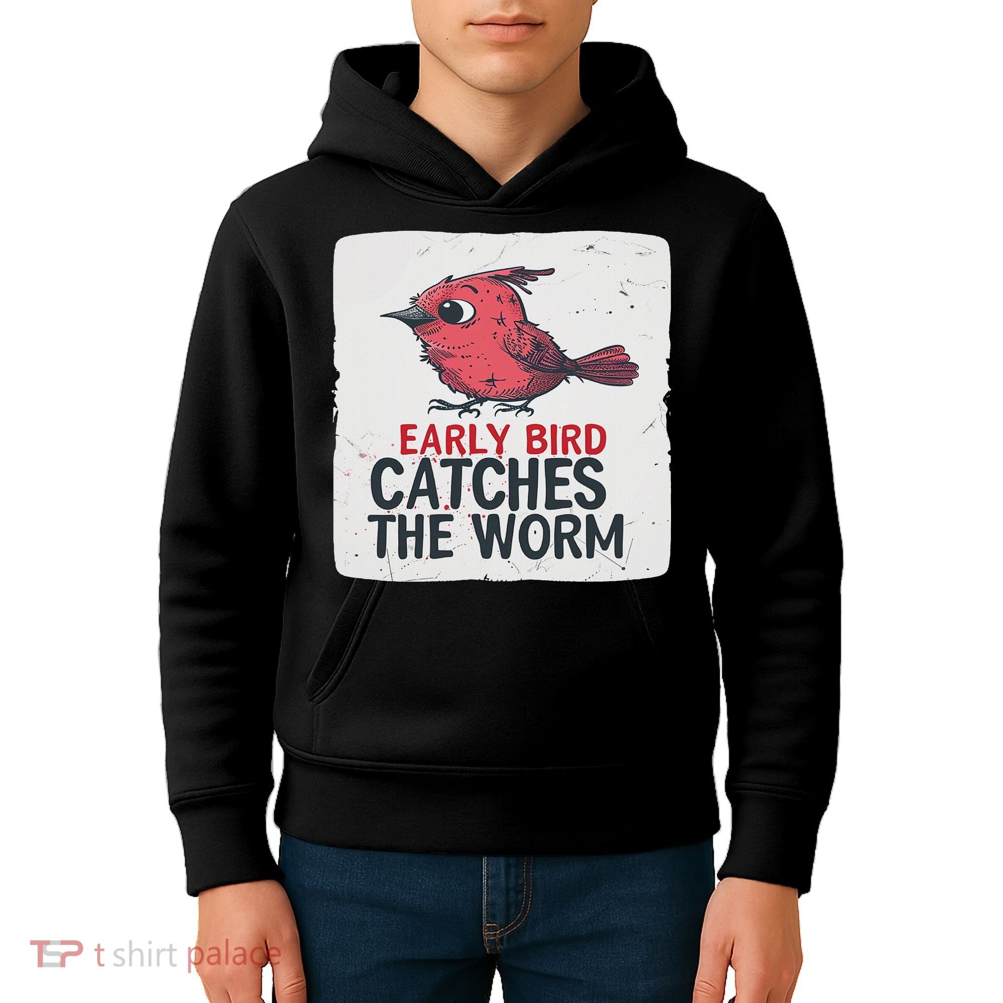 Funny Red Early Bird Costume For Worm Idiom Speech Lovers Kids Hoodie