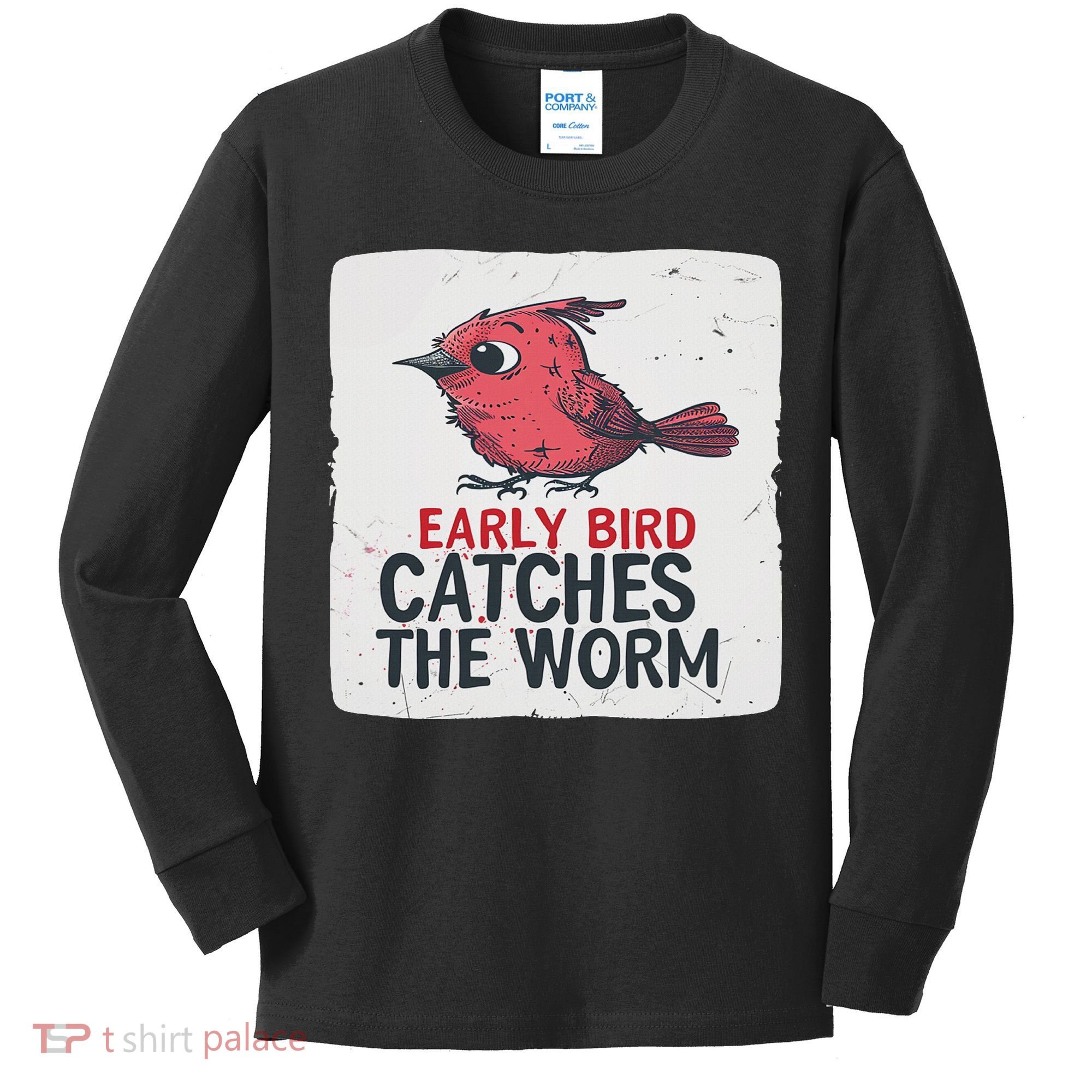 Funny Red Early Bird Costume For Worm Idiom Speech Lovers Kids Long Sleeve Shirt