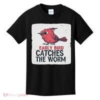 Funny Red Early Bird Costume For Worm Idiom Speech Lovers Kids T-Shirt thumb 0