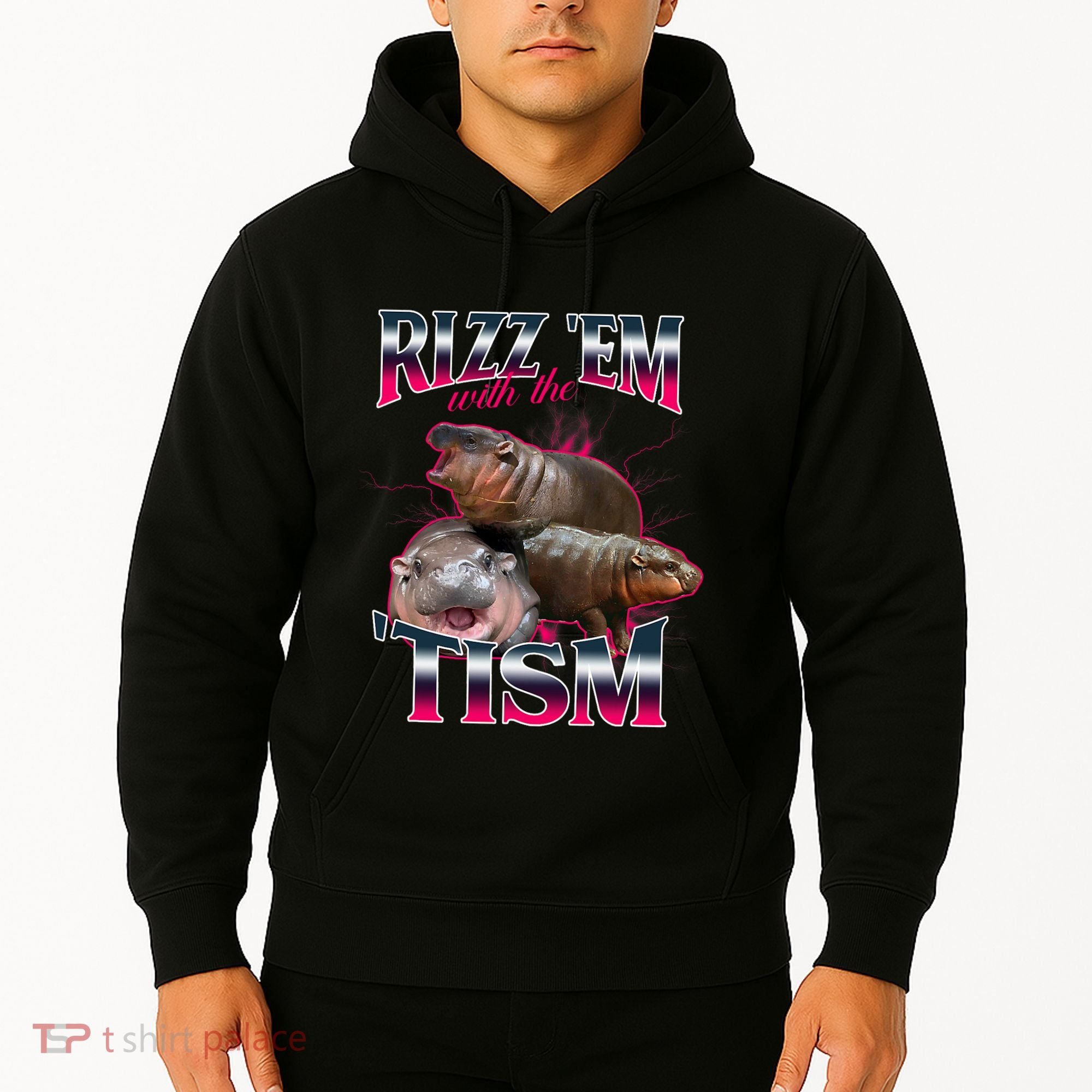 Funny Rizz Em With The Tism Meme Moo Deng Baby Hippo Hoodie