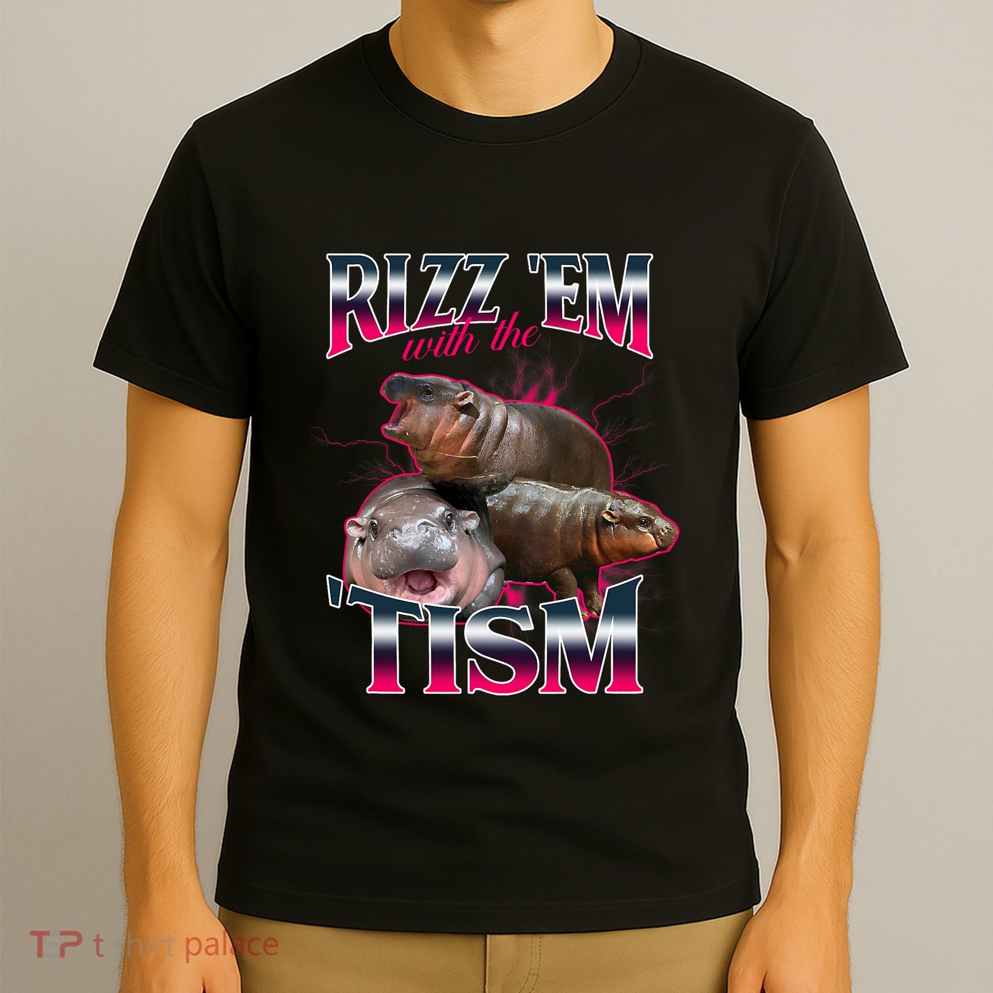 Funny Rizz Em With The Tism Meme Moo Deng Baby Hippo T-Shirt