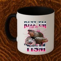 Funny Rizz Em With The Tism Meme Moo Deng Baby Hippo Coffee Mug thumb 2