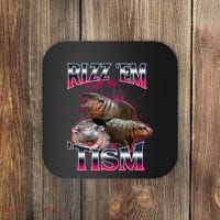 Funny Rizz Em With The Tism Meme Moo Deng Baby Hippo Coaster thumb 0