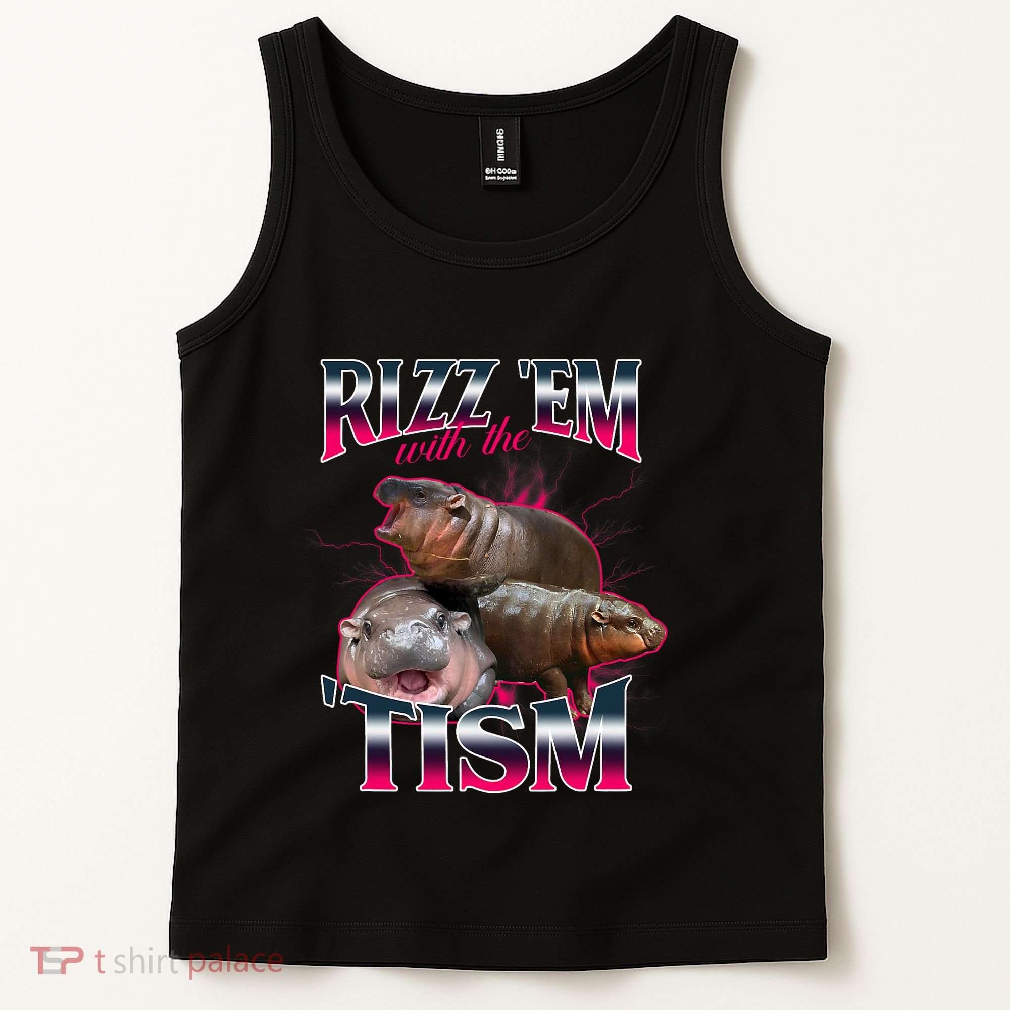 Funny Rizz Em With The Tism Meme Moo Deng Baby Hippo Tank Top
