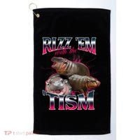 Funny Rizz Em With The Tism Meme Moo Deng Baby Hippo Golf Towel thumb 0