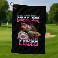 Funny Rizz Em With The Tism Meme Moo Deng Baby Hippo Golf Towel thumb 1