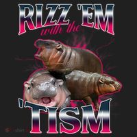 Funny Rizz Em With The Tism Meme Moo Deng Baby Hippo Golf Towel thumb 3