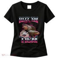 Funny Rizz Em With The Tism Meme Moo Deng Baby Hippo Women's T-Shirt thumb 0