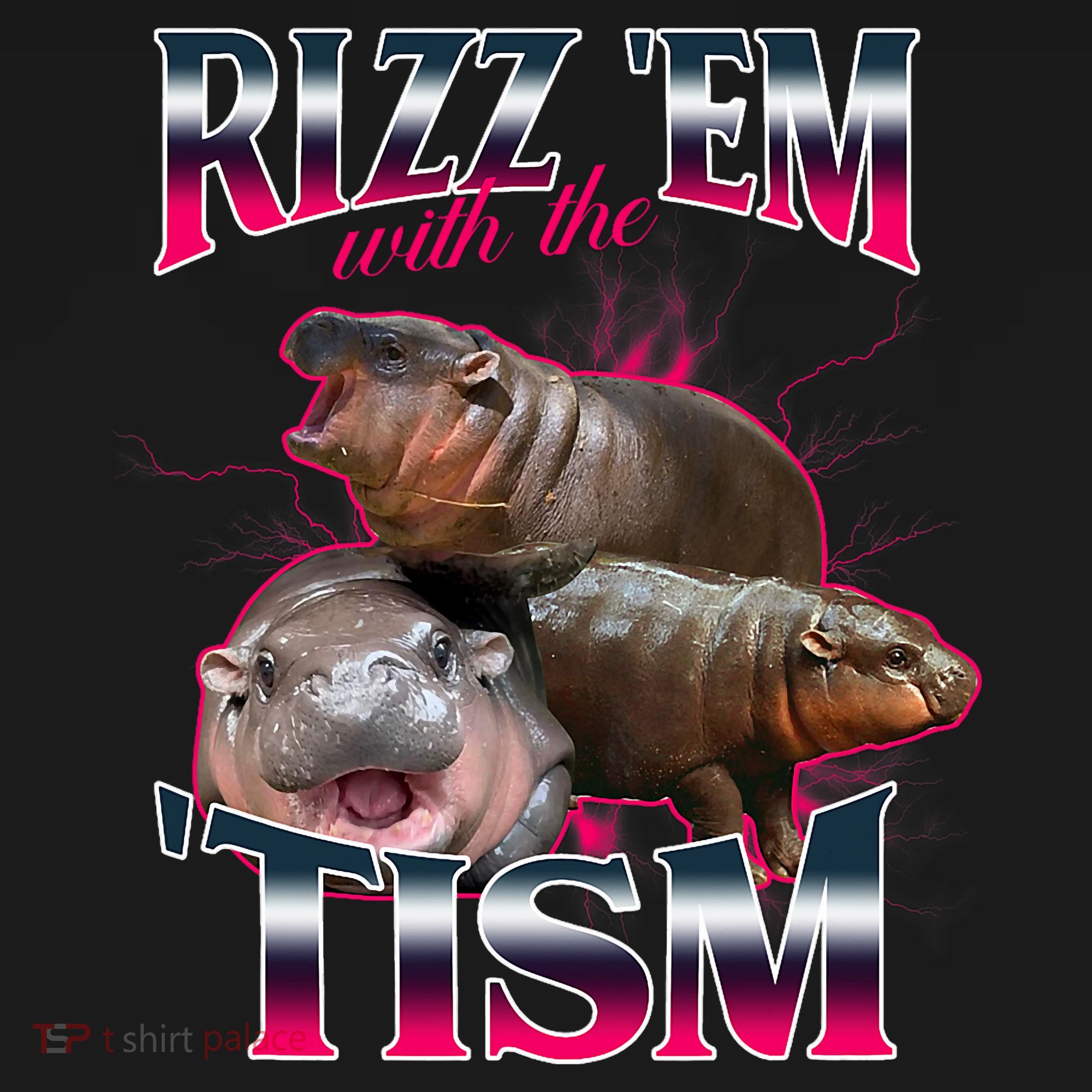 Funny Rizz Em With The Tism Meme Moo Deng Baby Hippo Women's T-Shirt