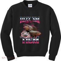 Funny Rizz Em With The Tism Meme Moo Deng Baby Hippo Kids Sweatshirt thumb 0