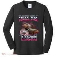 Funny Rizz Em With The Tism Meme Moo Deng Baby Hippo Kids Long Sleeve Shirt thumb 0