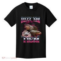 Funny Rizz Em With The Tism Meme Moo Deng Baby Hippo Kids T-Shirt thumb 0