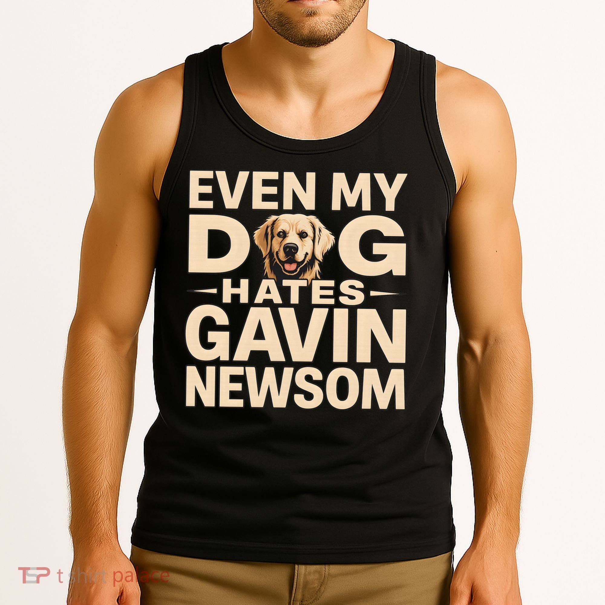Funny Republican Even My Dog Hates Gavin Newsom Tank Top