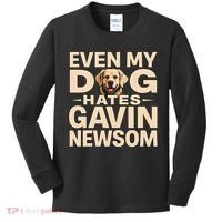 Funny Republican Even My Dog Hates Gavin Newsom Kids Long Sleeve Shirt thumb 0