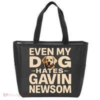 Funny Republican Even My Dog Hates Gavin Newsom Tote Bag thumb 0