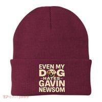 Funny Republican Even My Dog Hates Gavin Newsom Beanie thumb 0