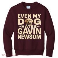 Funny Republican Even My Dog Hates Gavin Newsom Kids Sweatshirt thumb 0