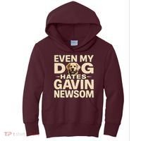 Funny Republican Even My Dog Hates Gavin Newsom Kids Hoodie thumb 0