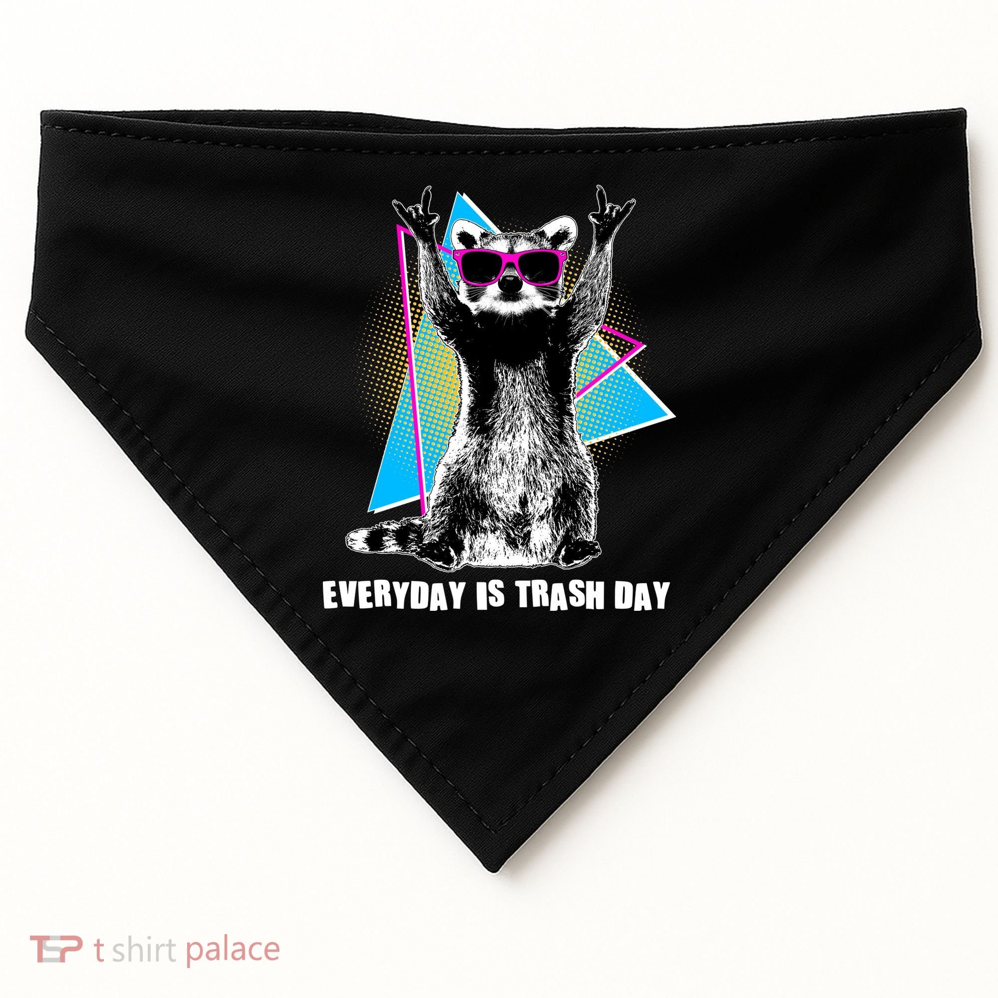 Funny Retro Everyday Is Trash Day Raccoon USA-Made Doggie Bandana