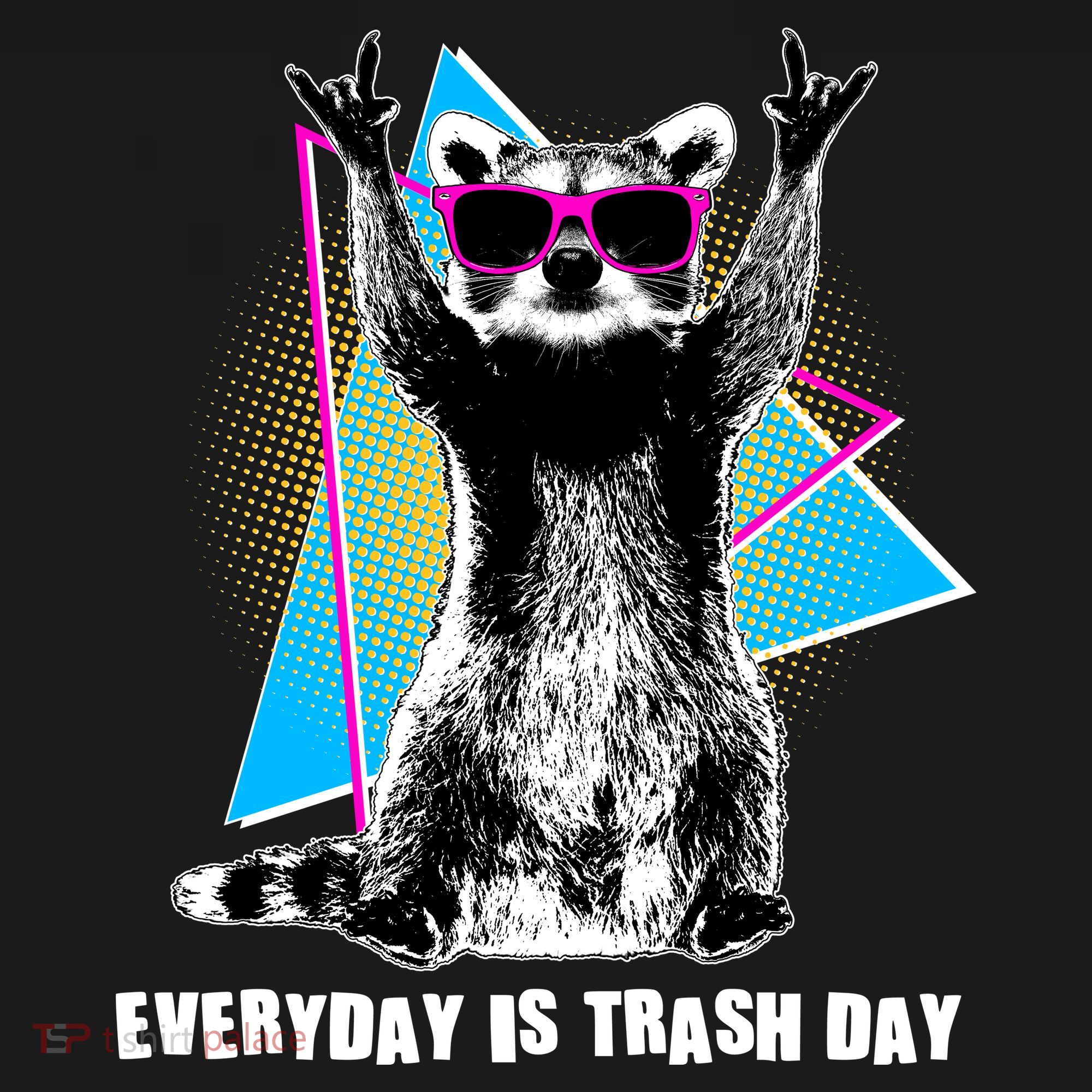 Funny Retro Everyday Is Trash Day Raccoon USA-Made Doggie Bandana