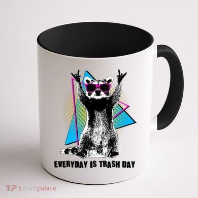 Funny Retro Everyday Is Trash Day Raccoon Coffee Mug back