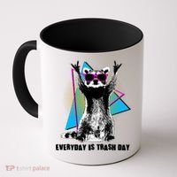 Funny Retro Everyday Is Trash Day Raccoon Coffee Mug thumb 0