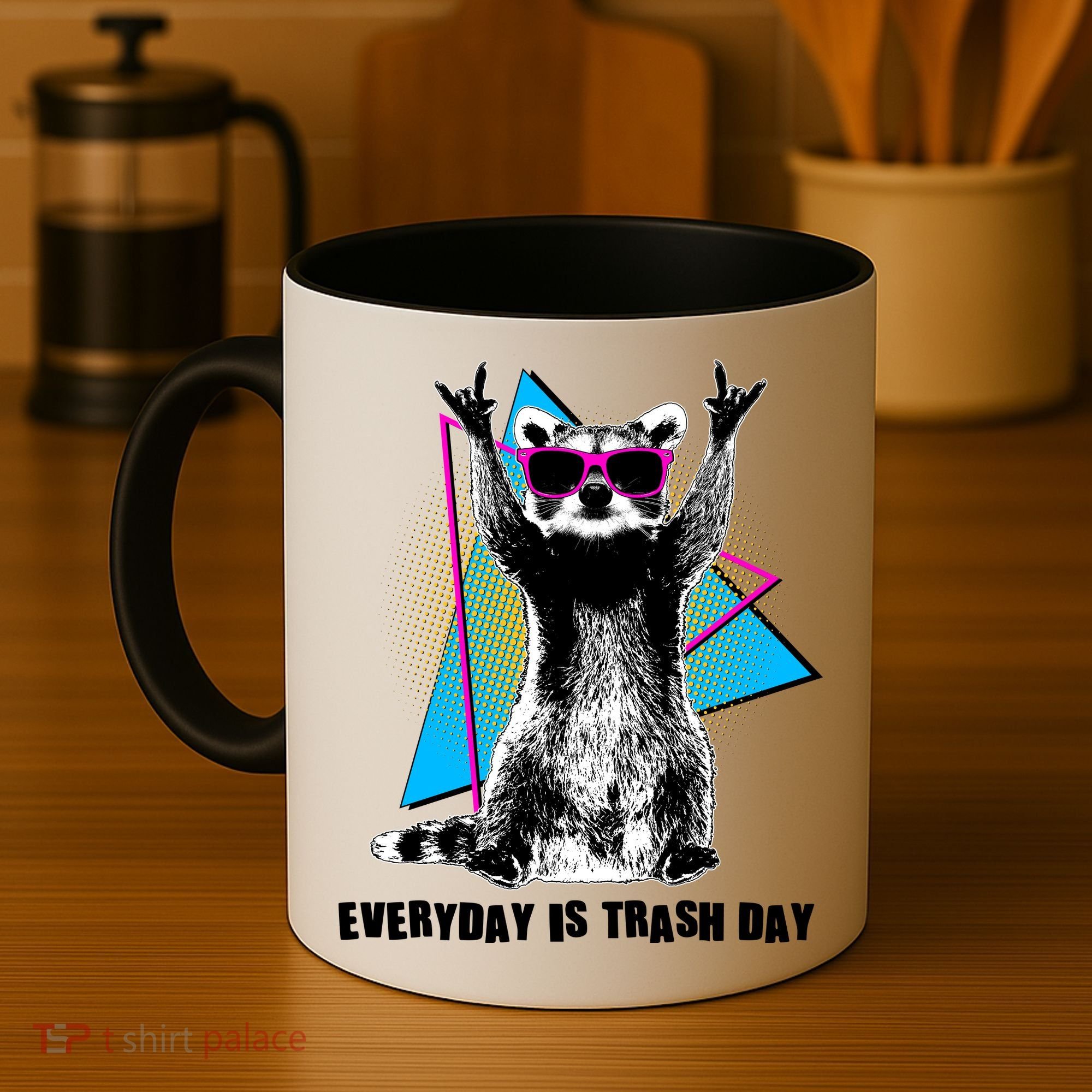 Funny Retro Everyday Is Trash Day Raccoon Coffee Mug