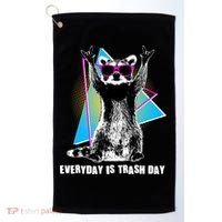 Funny Retro Everyday Is Trash Day Raccoon Golf Towel thumb 0
