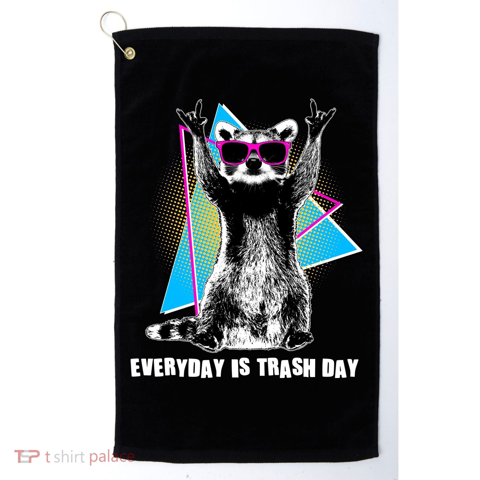 Funny Retro Everyday Is Trash Day Raccoon Golf Towel