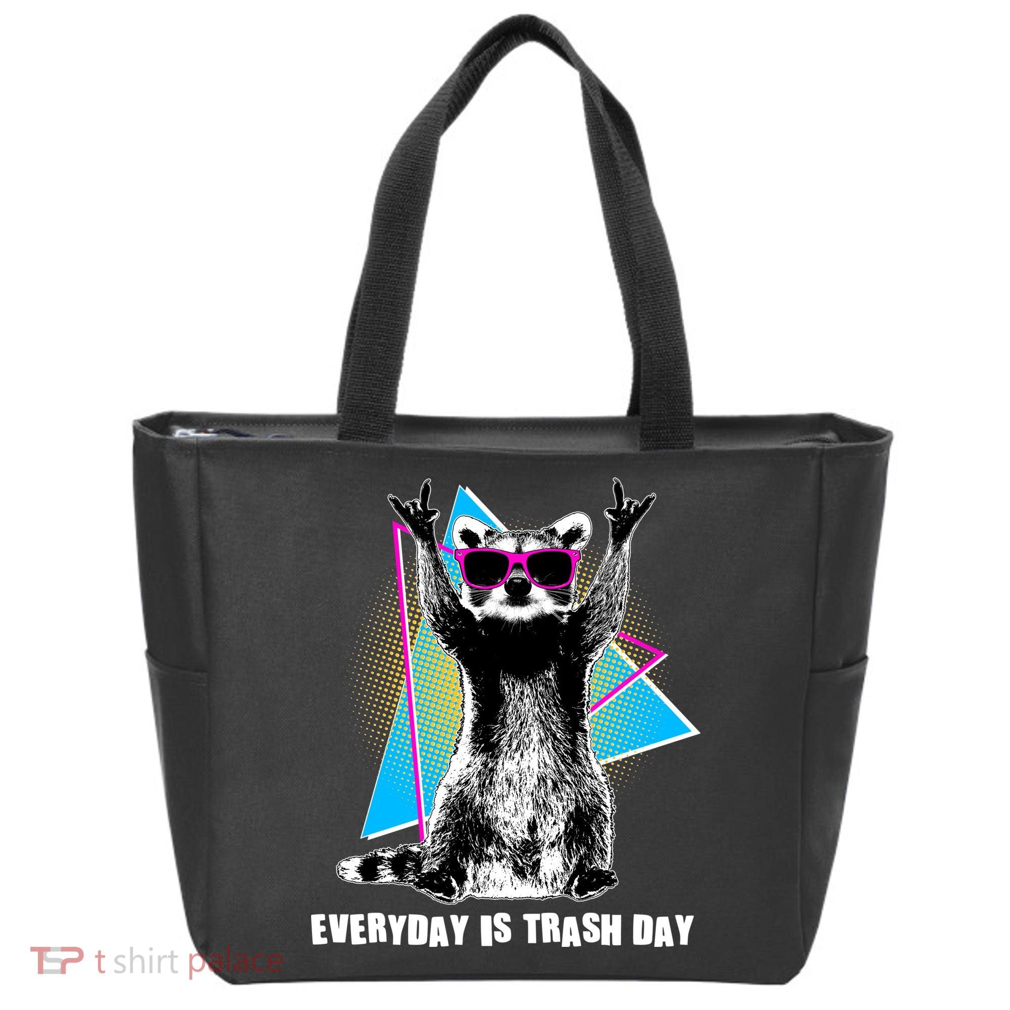 Funny Retro Everyday Is Trash Day Raccoon Tote Bag