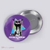Funny Retro Everyday Is Trash Day Raccoon Button thumb 0