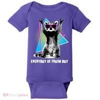 Funny Retro Everyday Is Trash Day Raccoon Baby Bodysuit thumb 0