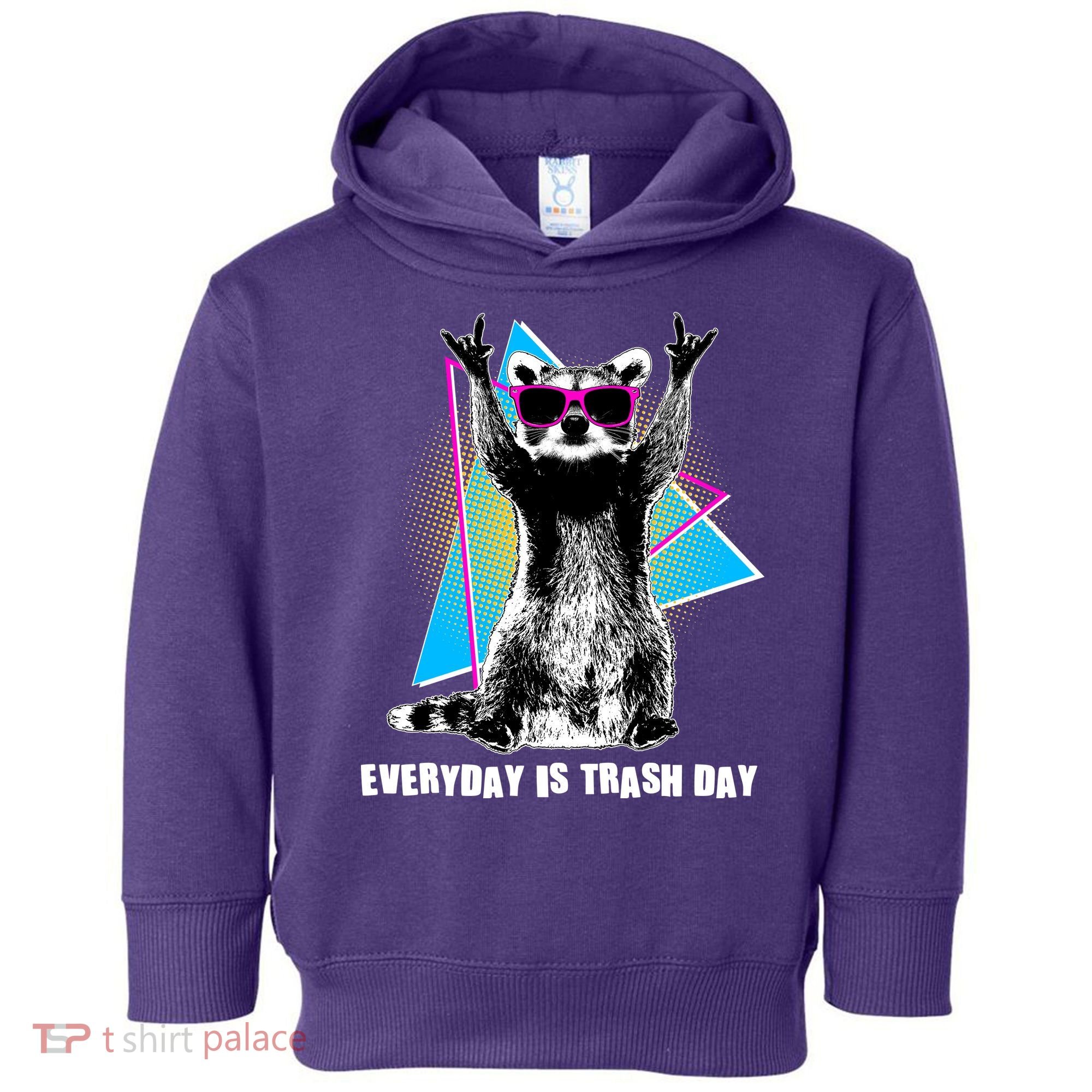 Funny Retro Everyday Is Trash Day Raccoon Toddler Hoodie
