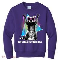 Funny Retro Everyday Is Trash Day Raccoon Kids Sweatshirt thumb 0