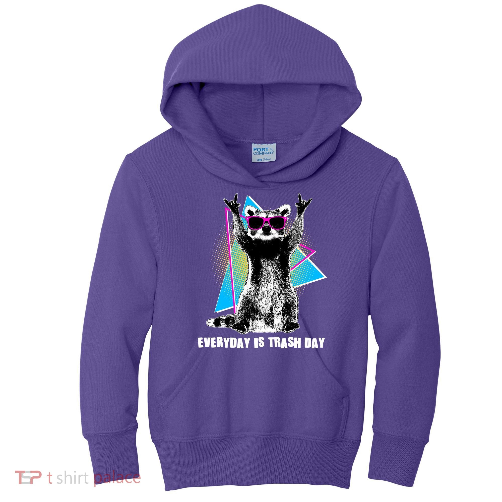 Funny Retro Everyday Is Trash Day Raccoon Kids Hoodie