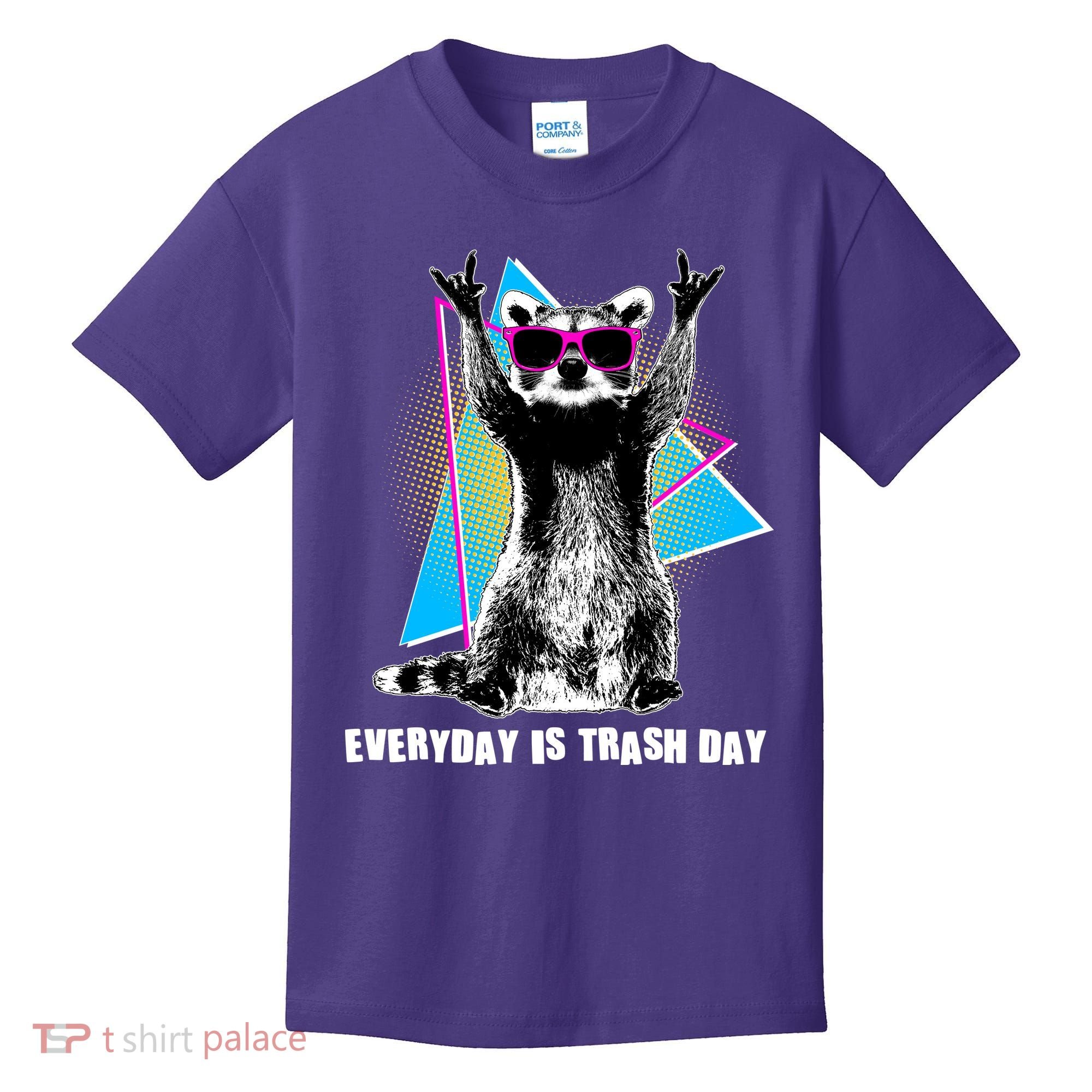 Funny Retro Everyday Is Trash Day Raccoon Kids T-Shirt